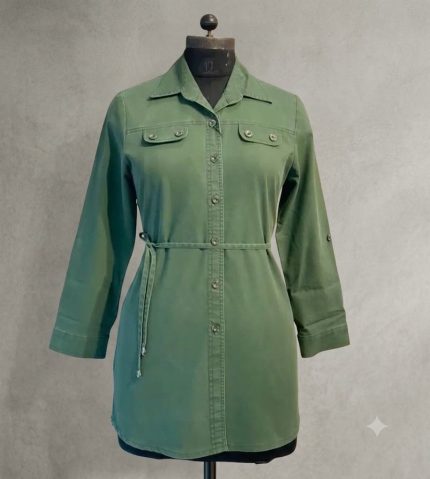 Utility Drawstring Cotton-Twill Monto Tunic Shirt – Olive Moss