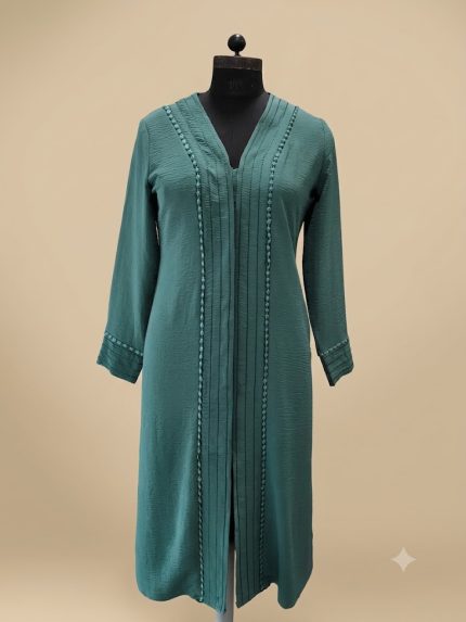 Pintuck & Bobble-Trim Duster Monto – Emerald Teal