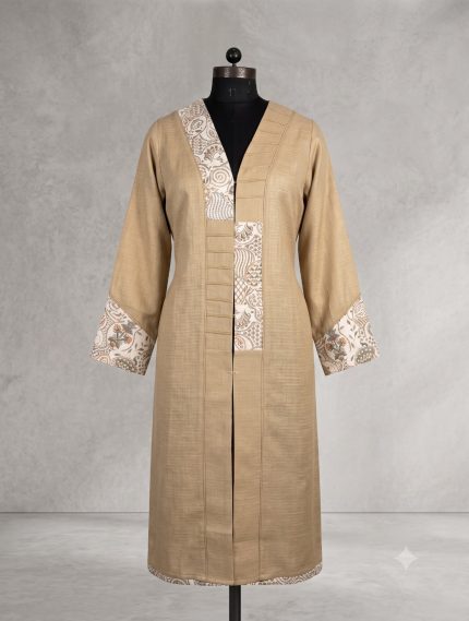 Artisanal Tapestry Patchwork Monto Coat – Camel Beige