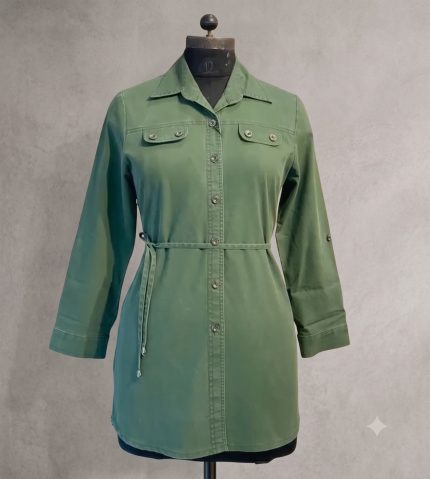 Utility Drawstring Cotton-Twill Monto Tunic Shirt – Olive Moss
