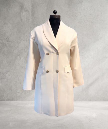 Luxe Pearl Double-Breasted Monto Coat – Cream
