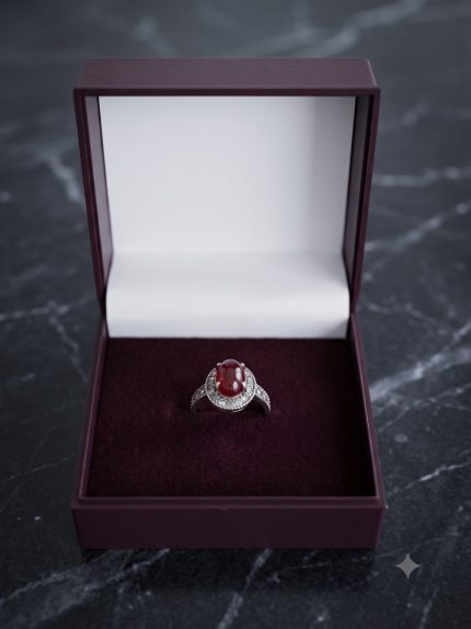 Vintage Oval Red Aqeeq Dainty Halo