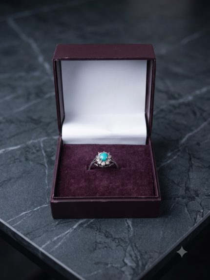 Dainty Floral Sunburst Firoza Halo Ring